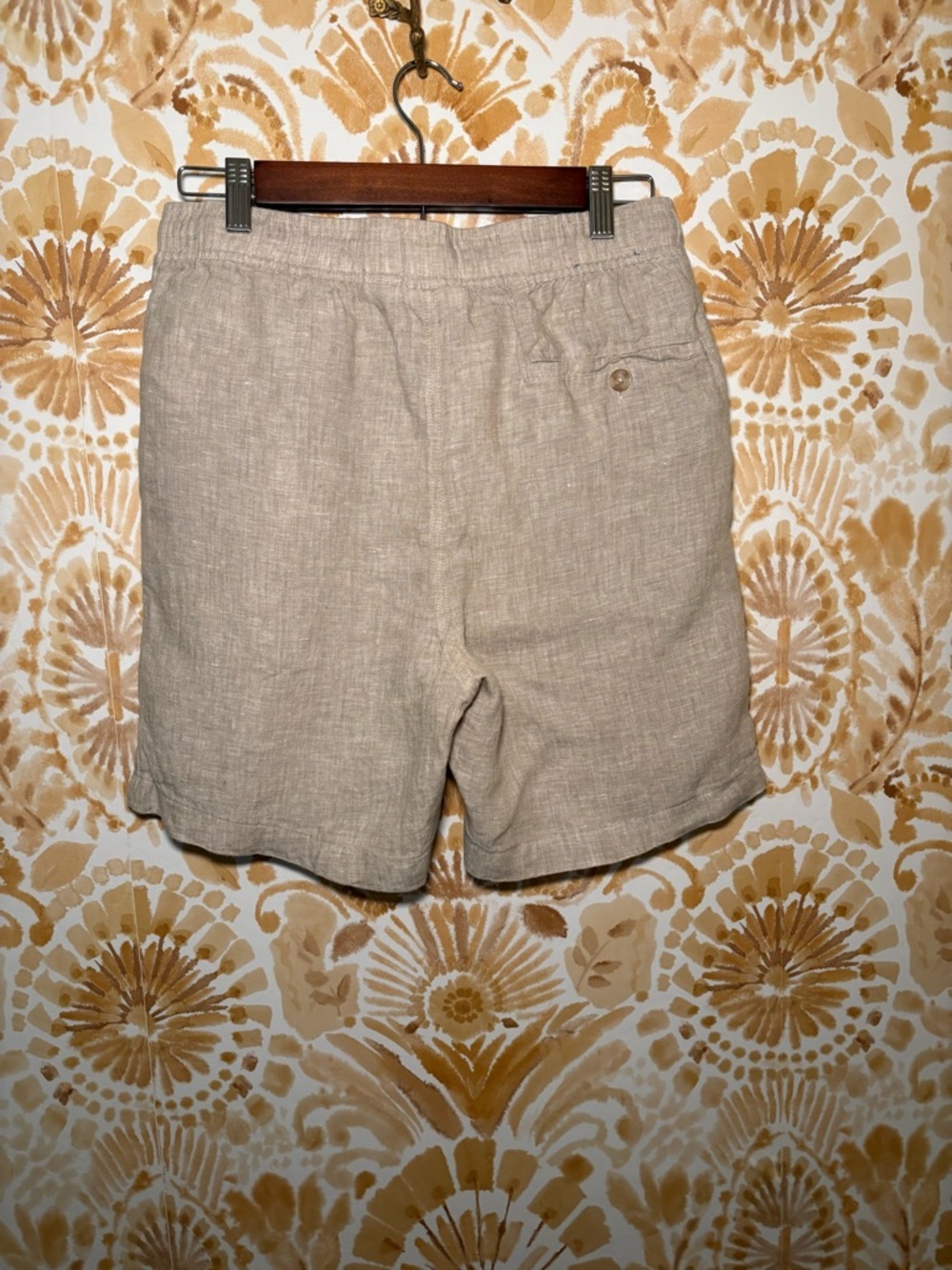 Caribbean Joe Beige Linen Drawstring Shorts|Coastal Relaxed Summer Shorts Size S - Picture 5 of 6